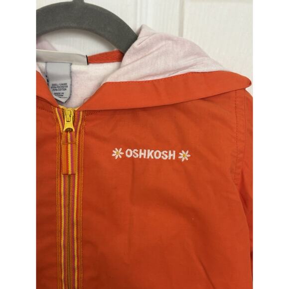 VTG Y2K Oshkosh Little Girl’s Orange Daisy Windbreaker Jacket 2T Lightweight - Picture 3 of 7
